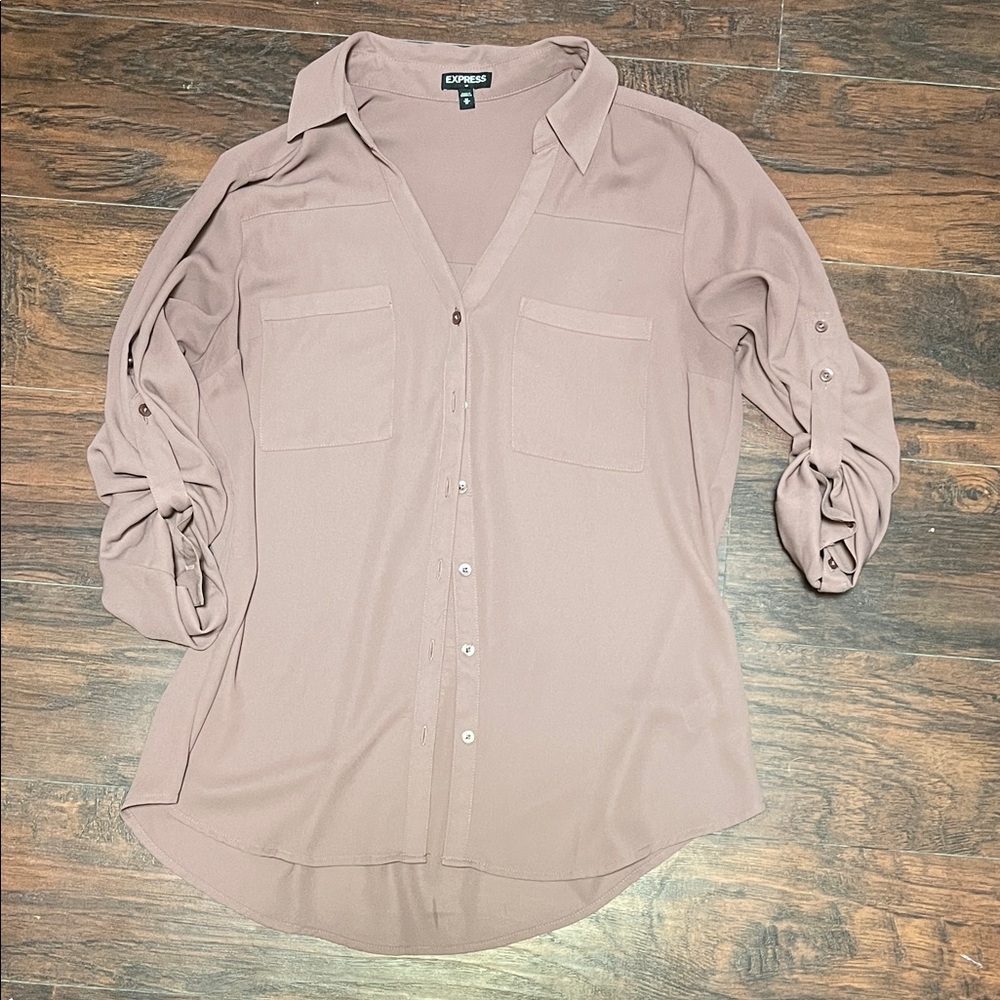 Express Women's Dusty Pink Button-Down Shirt